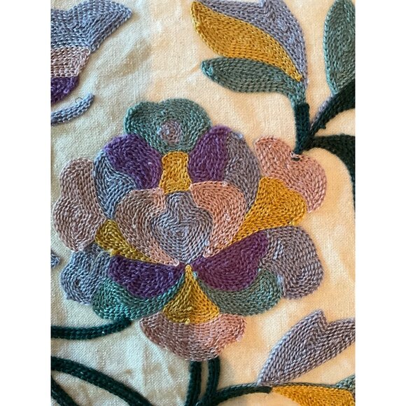 READ/SEE Floral Embroidered Tapestry Cushion  17’”x17” Cover - Picture 2 of 7